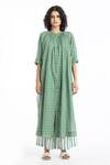 Shop_THREE_Green Handwoven Checkered Tunic_Online_at_Aza_Fashions