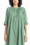 THREE_Green Handwoven Checkered Tunic_at_Aza_Fashions