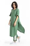 Buy_THREE_Green Cotton Poplin Loose Fit Kurta Pant Set_at_Aza_Fashions