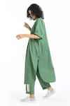 THREE_Green Cotton Poplin Loose Fit Kurta Pant Set_Online_at_Aza_Fashions