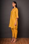 Shikha Mehta_Yellow Chanderi Keyhole Kurta And Pant Set _Online_at_Aza_Fashions