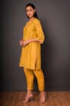 Buy_Shikha Mehta_Yellow Chanderi Keyhole Kurta And Pant Set _Online_at_Aza_Fashions