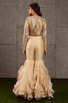 Shop_Siddartha Tytler_Gold Lame Round Striped Top _at_Aza_Fashions