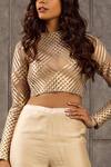 Buy_Siddartha Tytler_Gold Lame Round Striped Top _Online_at_Aza_Fashions