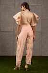 Shop_Siddartha Tytler_Peach Organza High Neck Striped Top  _at_Aza_Fashions