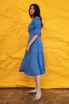 Shop Suman Nathwani Blue Hakoba A-line Midi Dress at Aza Fashions Shop_Suman Nathwani_Blue Hakoba A-line Midi Dress_at_Aza_Fashions