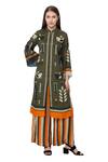Buy So Us By Sougatpaul Green Muslin Slub Mandarin Collar Printed Kurta And Palazzo Set at Aza Fashions Buy_So Us By Sougatpaul_Green Muslin Slub Mandarin Collar Printed Kurta And Palazzo Set _at_Aza_Fashions