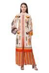 Buy So Us By Sougatpaul White Muslin Slub Mandarin Collar Printed Kurta And Palazzo Set at Aza Fashions Buy_So Us By Sougatpaul_White Muslin Slub Mandarin Collar Printed Kurta And Palazzo Set _at_Aza_Fashions