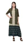 Buy_So US By Sougatpaul_White Muslin Slub Boat Printed Tunic With Jacket  _at_Aza_Fashions