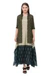 So US By Sougatpaul_White Muslin Slub Boat Printed Tunic With Jacket  _Online_at_Aza_Fashions