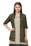 Shop_So US By Sougatpaul_White Muslin Slub Boat Printed Tunic With Jacket  _Online_at_Aza_Fashions