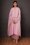 Buy_Shikha Mehta_Purple Organza, Chanderi Round Kurta And Pant Set _Online_at_Aza_Fashions