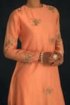 Buy_Shikha Mehta_Peach Chanderi Round Kurta Set _Online_at_Aza_Fashions