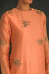 Shop_Shikha Mehta_Peach Chanderi Round Kurta Set _Online_at_Aza_Fashions