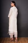 Shop_Shikha Mehta_White Organza, Chanderi Notched Kurta Set _at_Aza_Fashions