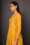 Buy_Shikha Mehta_Yellow Chanderi Round Anarkali Set _Online_at_Aza_Fashions