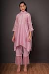 Buy_Shikha Mehta_Purple Organza, Chanderi Round Kurta Set _at_Aza_Fashions