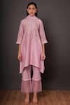 Buy_Shikha Mehta_Purple Organza, Chanderi Round Kurta Set _Online_at_Aza_Fashions