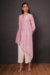 Buy_Shikha Mehta_Purple Chanderi Notched Jacket And Pant Set _Online_at_Aza_Fashions