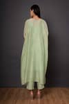 Shop_Shikha Mehta_Green Chanderi, Mulmul V Neck Kurta And Pant Set _at_Aza_Fashions