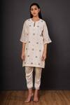 Buy_Shikha Mehta_White Chanderi Round Kurta And Pant Set _at_Aza_Fashions