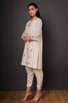 Shop_Shikha Mehta_White Chanderi Round Kurta And Pant Set _at_Aza_Fashions