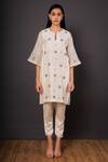 Shikha Mehta_White Chanderi Round Kurta And Pant Set _Online_at_Aza_Fashions