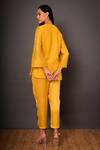 Shop_Shikha Mehta_Yellow Chanderi Round Kurta And Pant Set _at_Aza_Fashions