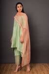 Buy_Shikha Mehta_Green Chanderi Round Kurta Set _at_Aza_Fashions