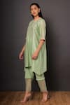 Shikha Mehta_Green Chanderi Round Kurta Set _Online_at_Aza_Fashions