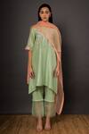 Buy_Shikha Mehta_Green Chanderi Round Kurta Set _Online_at_Aza_Fashions