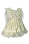 Jasmine And Alaia_Green Embroidered Dress For Girls_Online_at_Aza_Fashions
