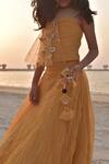 Shop_Swati Golyan_Yellow Kota Doria Tassels, Embroidery Chanderi Lehenga Set _at_Aza_Fashions