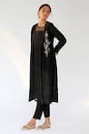 Buy Shikha Mehta Black Chanderi, Silk Organza Round Jacket And Pant Set at Aza Fashions Buy_Shikha Mehta_Black Chanderi, Silk Organza Round Jacket And Pant Set _at_Aza_Fashions