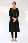 Shop Shikha Mehta Black Chanderi, Silk Organza Round Jacket And Pant Set at Aza Fashions Shop_Shikha Mehta_Black Chanderi, Silk Organza Round Jacket And Pant Set _at_Aza_Fashions