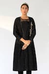 Shop Shikha Mehta Black Chanderi, Silk Organza Round Jacket And Pant Set Online at Aza Fashions Shop_Shikha Mehta_Black Chanderi, Silk Organza Round Jacket And Pant Set _Online_at_Aza_Fashions