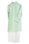 Shop_MI Dulce AN'YA_Green Gingham, Silk Embroidery Organic Cotton Kurta Set _at_Aza_Fashions