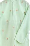 MI Dulce AN'YA_Green Gingham, Silk Embroidery Organic Cotton Kurta Set _Online_at_Aza_Fashions
