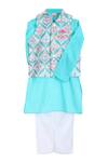 Buy_Mi Dulce An'ya_White Gots Certified Organic Cotton Floral Printed Bundi Kurta Set _at_Aza_Fashions