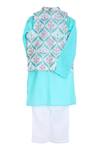 Shop_Mi Dulce An'ya_White Gots Certified Organic Cotton Floral Printed Bundi Kurta Set _at_Aza_Fashions