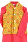 Mi Dulce An'ya_Yellow Gots Certified Organic Cotton Floral Printed Bundi And Kurta Set _Online_at_Aza_Fashions