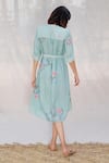 Shop_Arcvsh By Pallavi Singh_Blue Linen Round Printed Dress _at_Aza_Fashions