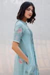 Arcvsh by Pallavi Singh_Blue Linen Round Printed Dress _at_Aza_Fashions