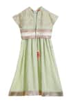 Buy_Mi Dulce An'ya_Green Gots Certified Organic Cotton Anarkali With Embroidered Jacket _at_Aza_Fashions