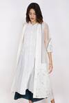 Buy_Arcvsh By Pallavi Singh_White Organza, Organic Cotton Lapel Collar Sheer Jacket_at_Aza_Fashions