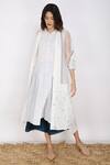 Arcvsh By Pallavi Singh_White Organza, Organic Cotton Lapel Collar Sheer Jacket_Online_at_Aza_Fashions