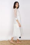 Buy_Arcvsh By Pallavi Singh_White Organza, Organic Cotton Lapel Collar Sheer Jacket_Online_at_Aza_Fashions