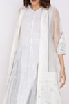 Arcvsh By Pallavi Singh_White Organza, Organic Cotton Lapel Collar Sheer Jacket_at_Aza_Fashions