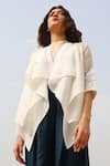 Buy_Arcvsh By Pallavi Singh_White Organic Cotton Open Layered Jacket _at_Aza_Fashions