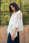 Arcvsh By Pallavi Singh_White Organic Cotton Open Layered Jacket _Online_at_Aza_Fashions